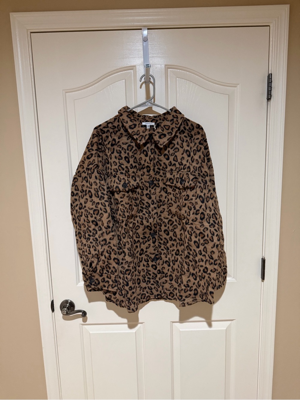 JODIFL Leopard Print Teddy Jacket - Tan & Black